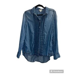 ✨Sundance Catalog TESSA Chambray Sz Large Shirt Pearlized Button✨